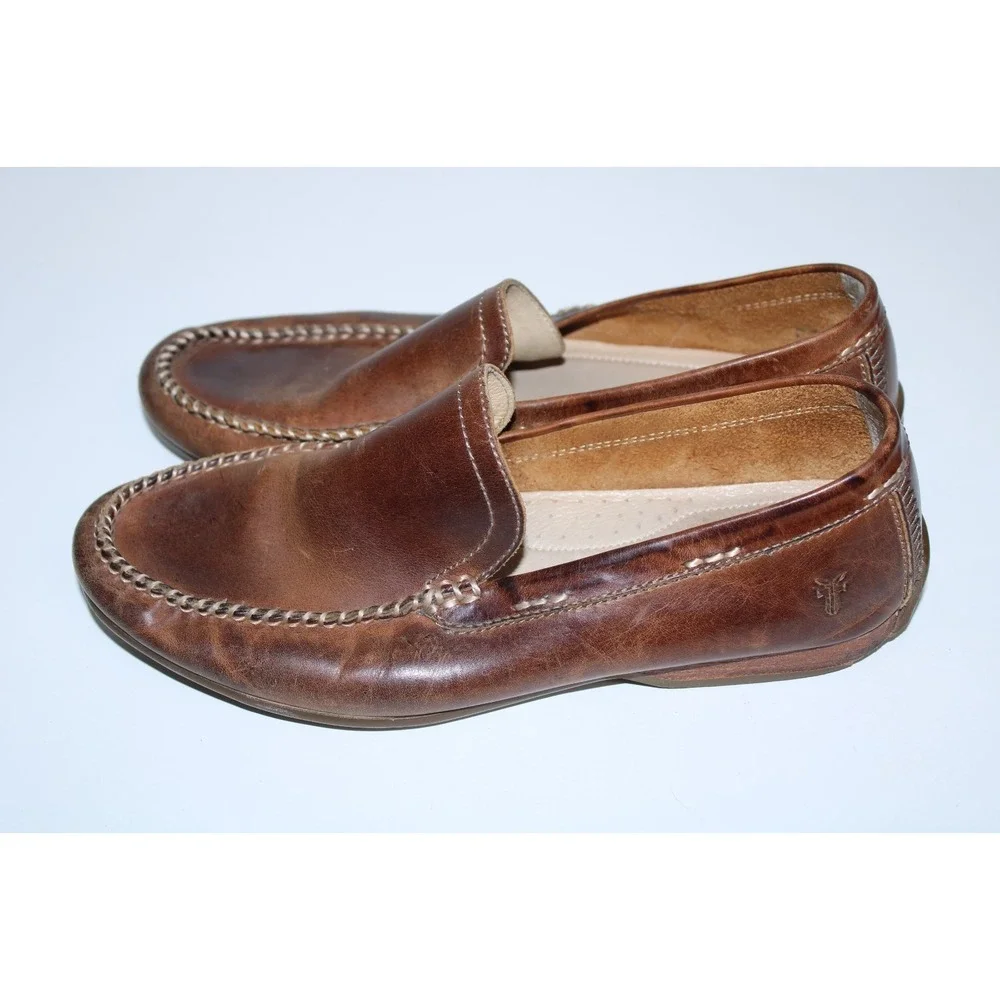 Frye Men's Size US 9.5 Brown Leather Lewis Venetian Loafers